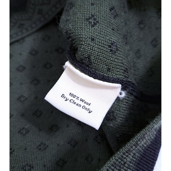 Neve Wool Sweater Fair Isle Zip Nordic Fair Isle Green Black Snowflake Ski - Picture 4 of 10